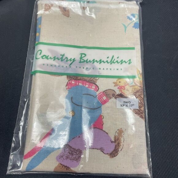 VTG 1997 Avon NIP Set Of 7 2 Packs Country Bunnikins Easter Fabric Napkins 17” - Picture 7 of 9